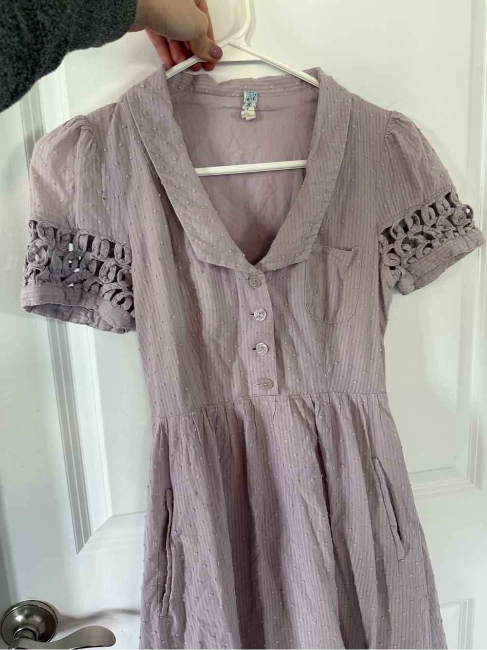 Maeve Dress Womens 2 Purple Swiss Dot Collared Fit Flare Cute Girlie Fairy